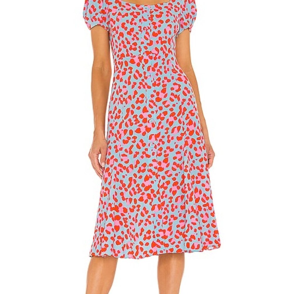 Diane von Furstenberg DVF | Elena Leopard-Print Crepe Midi Dress | Size 10